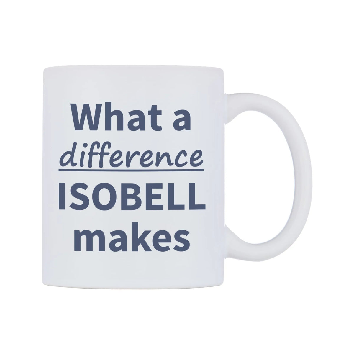 What a difference ISOBELL makes Mug — mug, left side, on a white background