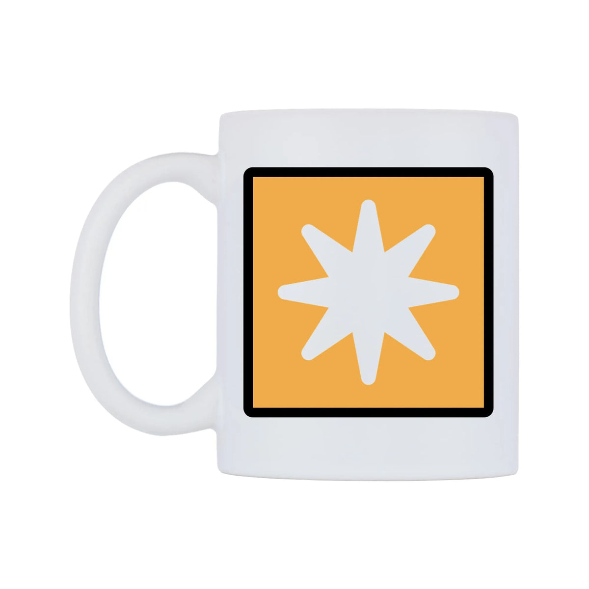 Eight-Pointed Star Emoji Mug — mug, right side, on a white background