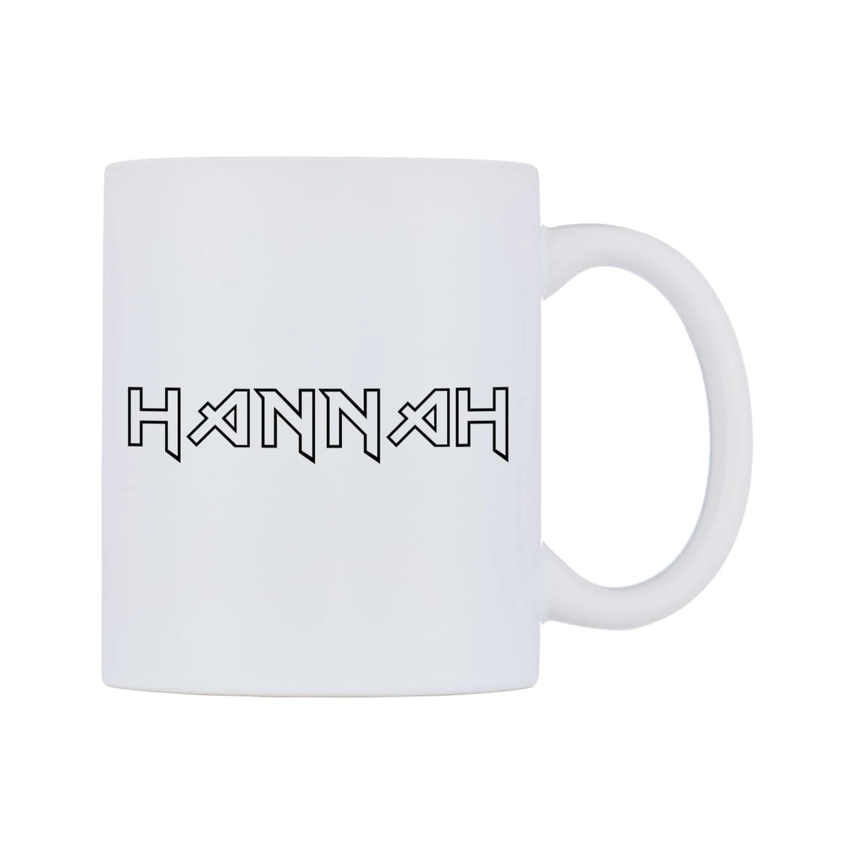 Hannah - Iron Maiden Themed Mug — white 11oz gloss mug, left side, on a white background