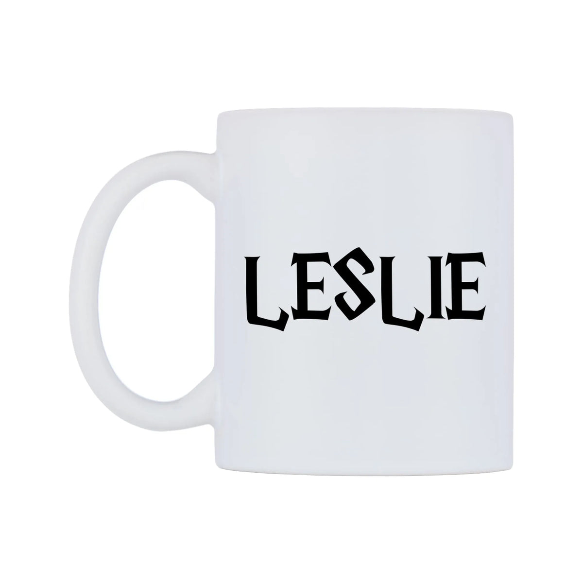 Leslie - Wizard Themed Mug — white 11oz gloss mug, right side, on a white background