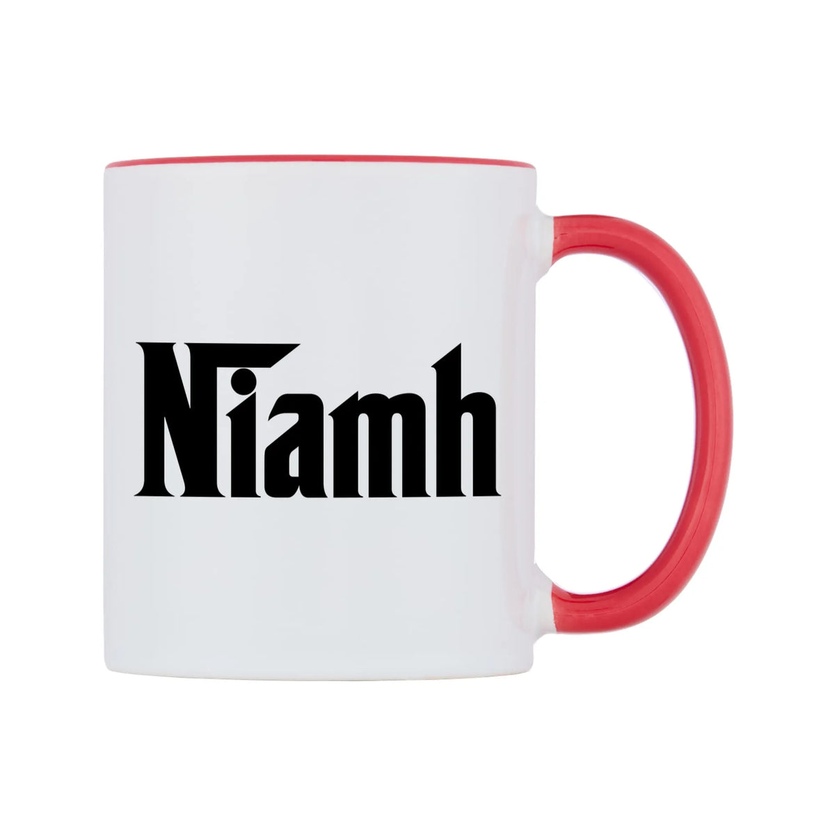 Niamh - Godfather Themed Mug — white 11oz gloss mug with a red inside and handle, left side, on a white background