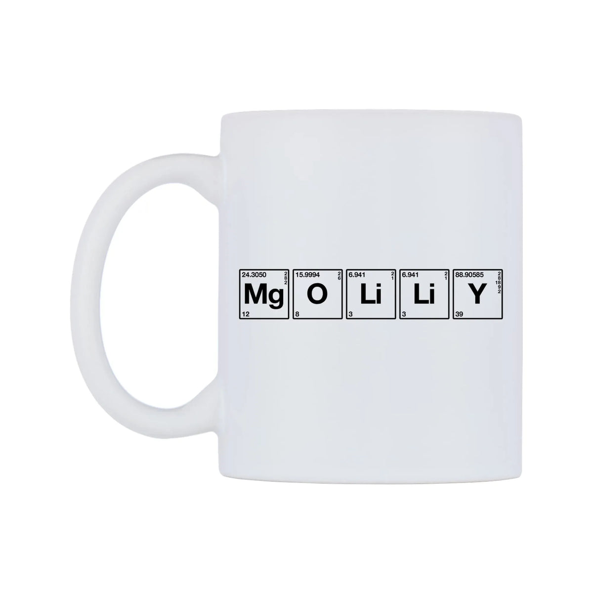 Molly - Chemistry Themed Mug — mug, right side, on a white background