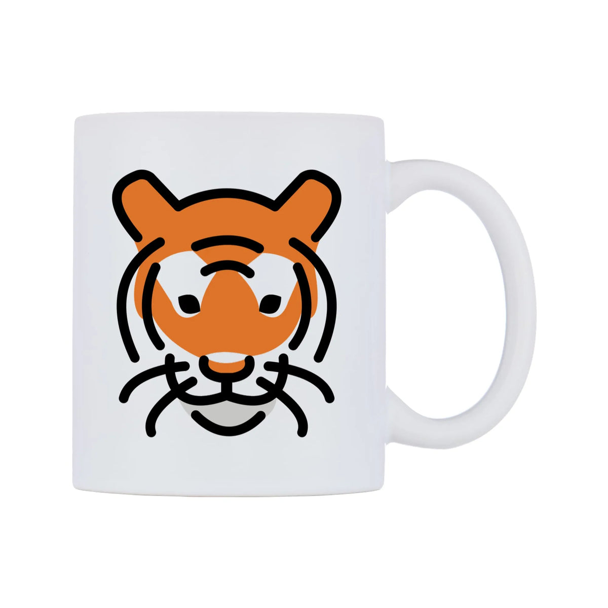 Tiger Face Emoji Mug — mug, left side, on a white background