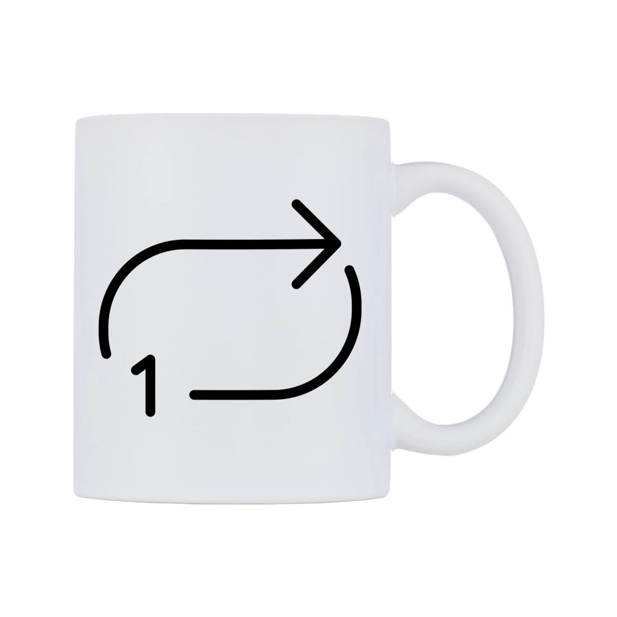 Repeat Single Button Emoji Mug — mug, left side, on a white background