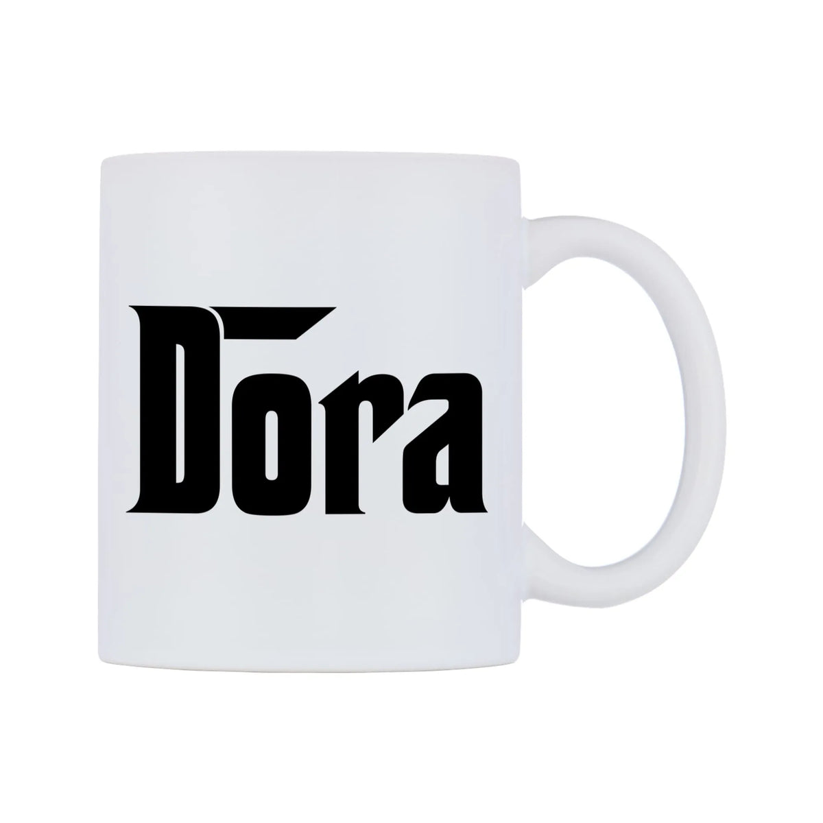 Dora - Godfather Themed Mug — white 11oz gloss mug, left side, on a white background