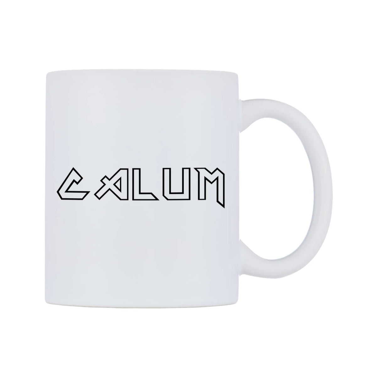 Calum - Iron Maiden Themed Mug — white 11oz gloss mug, left side, on a white background