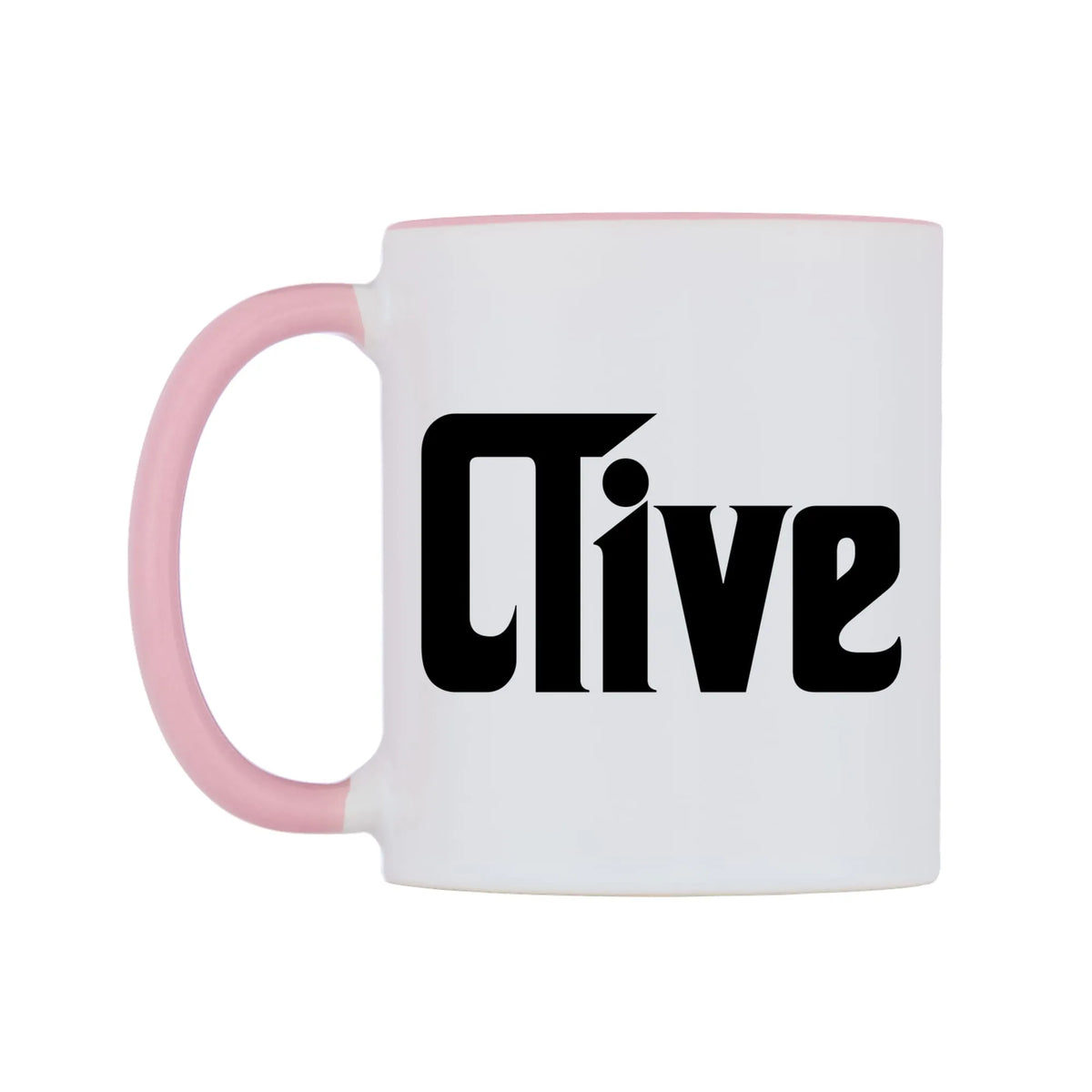 Clive - Godfather Themed Mug — white 11oz gloss mug with a pink inside and handle, right side, on a white background