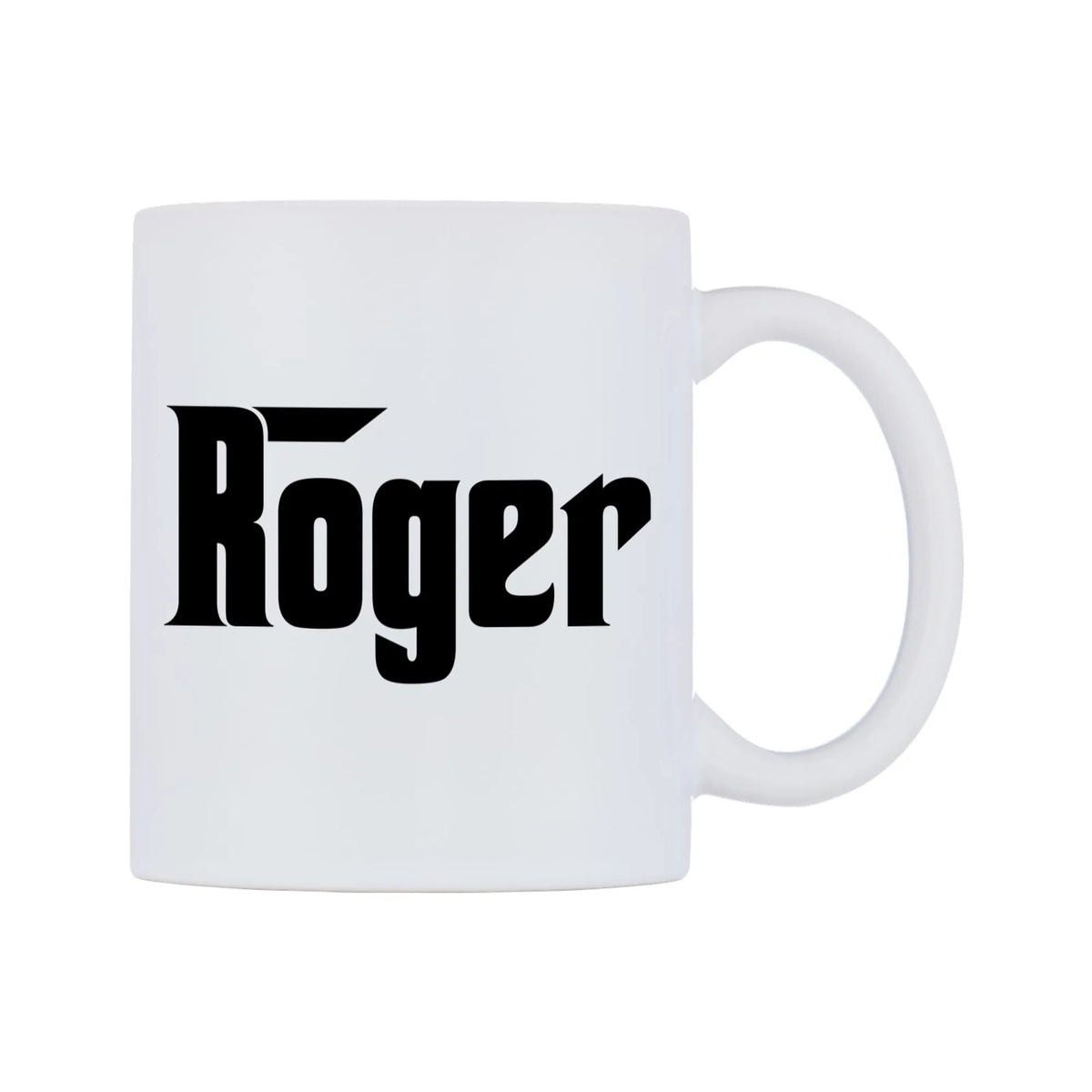 Roger - Godfather Themed Mug — white 11oz gloss mug, left side, on a white background