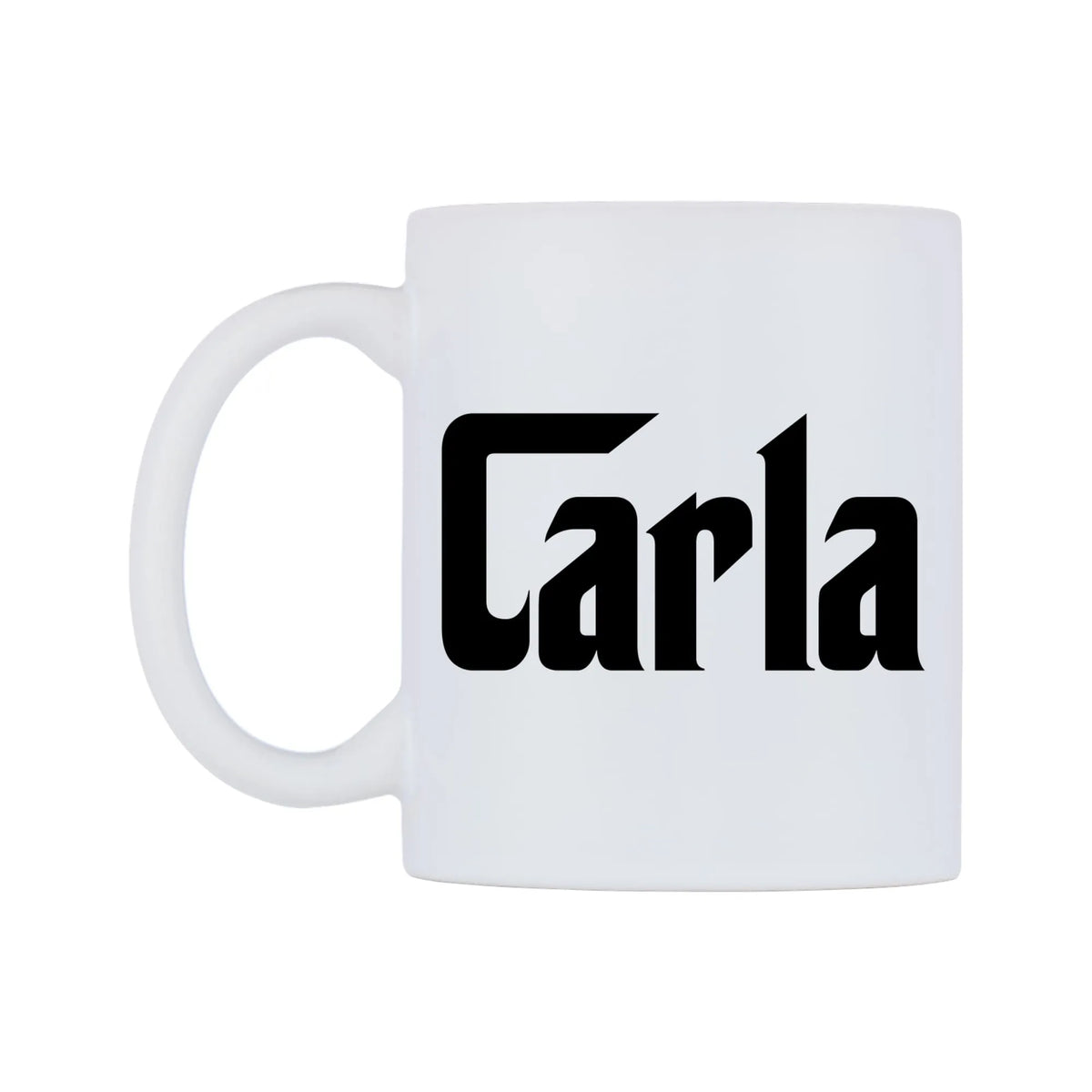 Carla - Godfather Themed Mug — white 11oz gloss mug, right side, on a white background