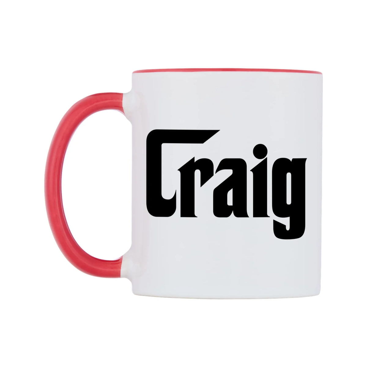 Craig - Godfather Themed Mug — white 11oz gloss mug with a red inside and handle, right side, on a white background