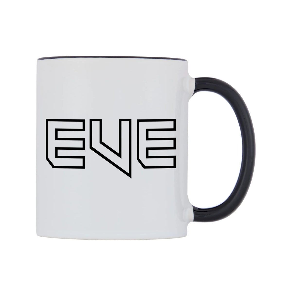 Eve - Iron Maiden Themed Mug — white 11oz gloss mug with a black inside and handle, left side, on a white background