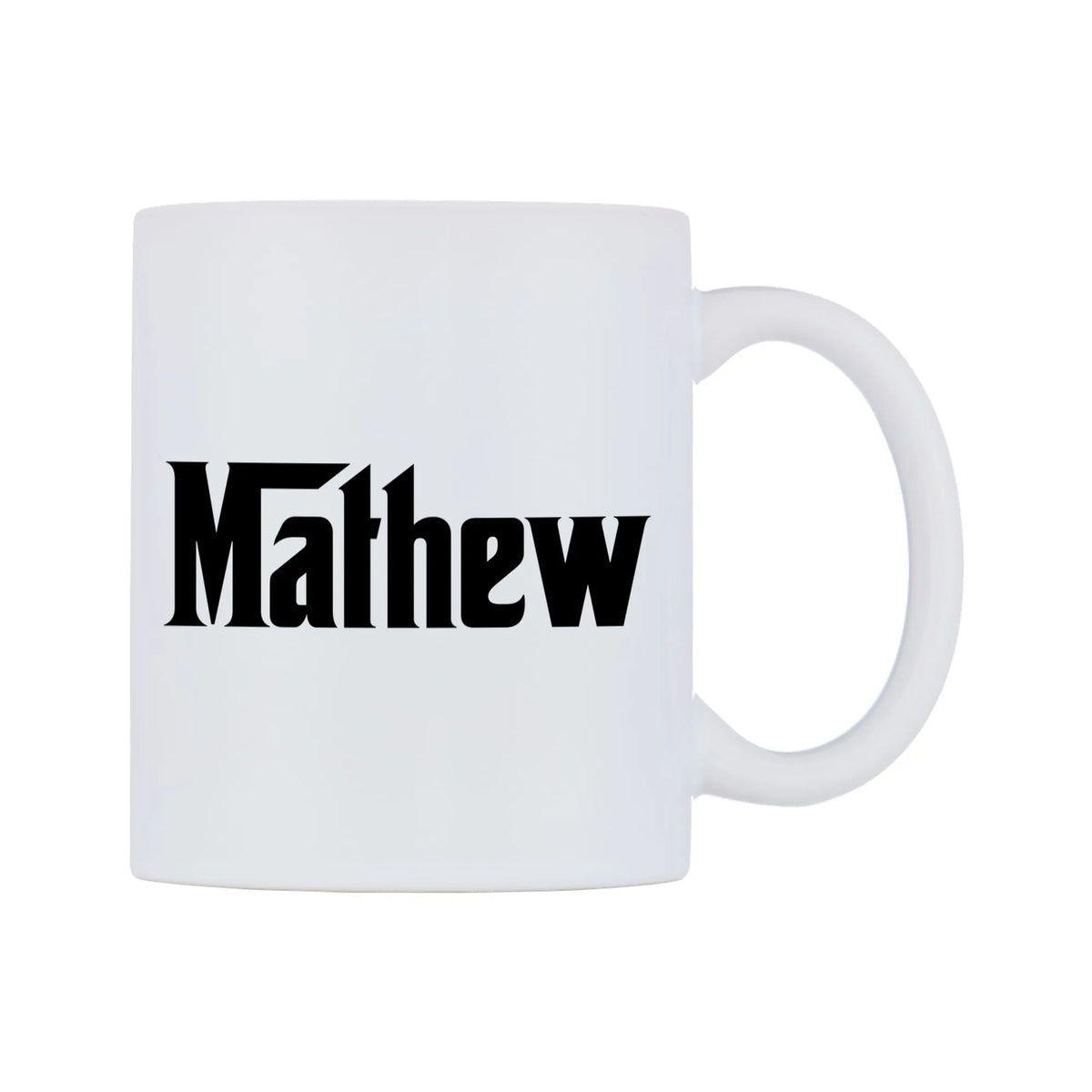 Mathew - Godfather Themed Mug — white 11oz gloss mug, left side, on a white background