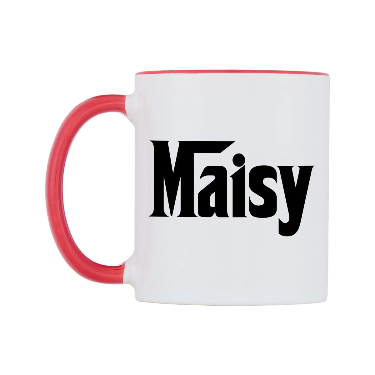 Maisy - Godfather Themed Mug — white 11oz gloss mug with a red inside and handle, right side, on a white background