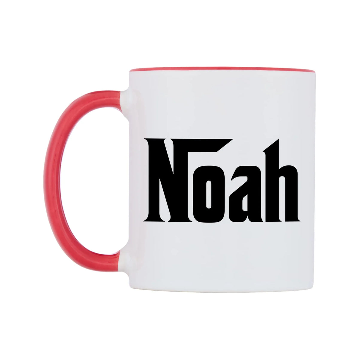 Noah - Godfather Themed Mug — white 11oz gloss mug with a red inside and handle, right side, on a white background