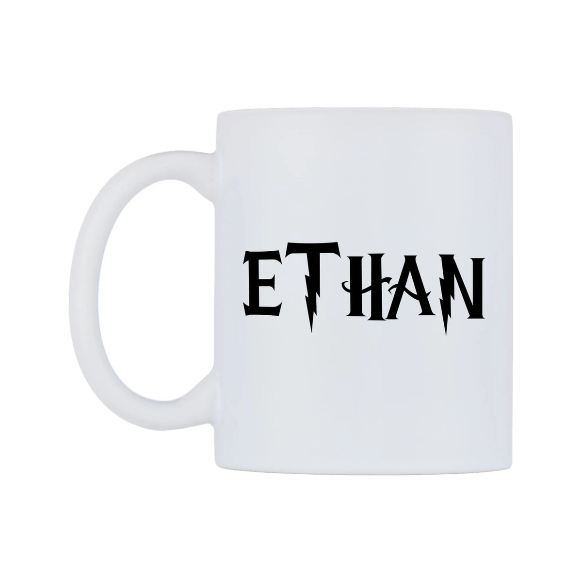 Ethan - Wizard Themed Mug — white 11oz gloss mug, right side, on a white background