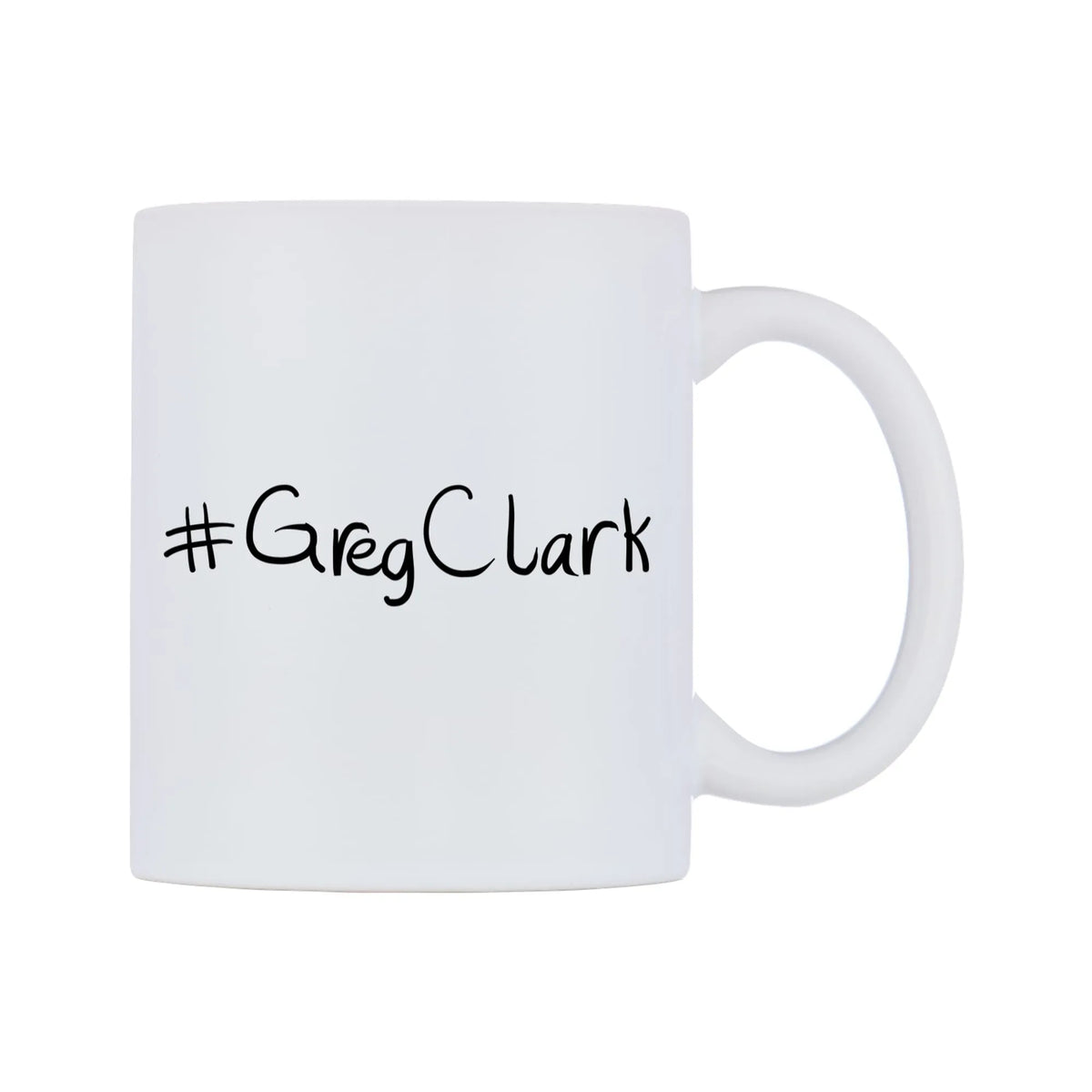 GregClark Mug — mug, left side, on a white background
