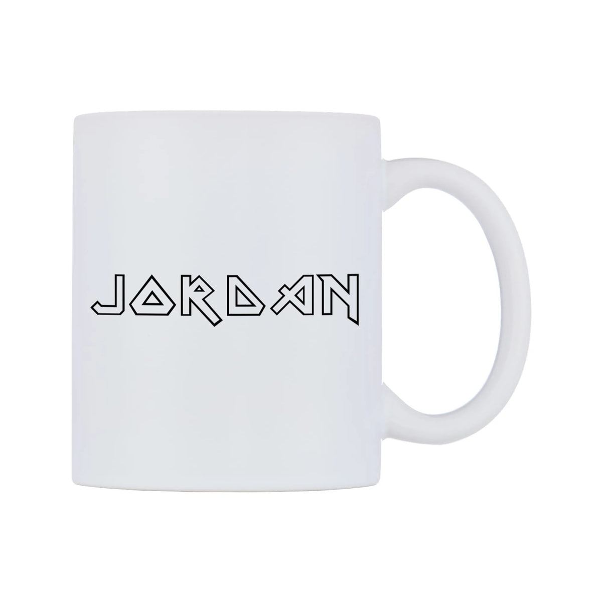 Jordan - Iron Maiden Themed Mug — white 11oz gloss mug, left side, on a white background