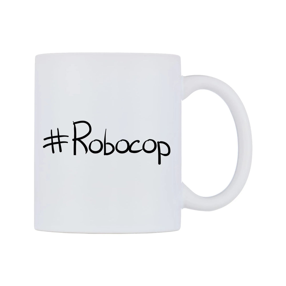 Robocop Mug — mug, left side, on a white background