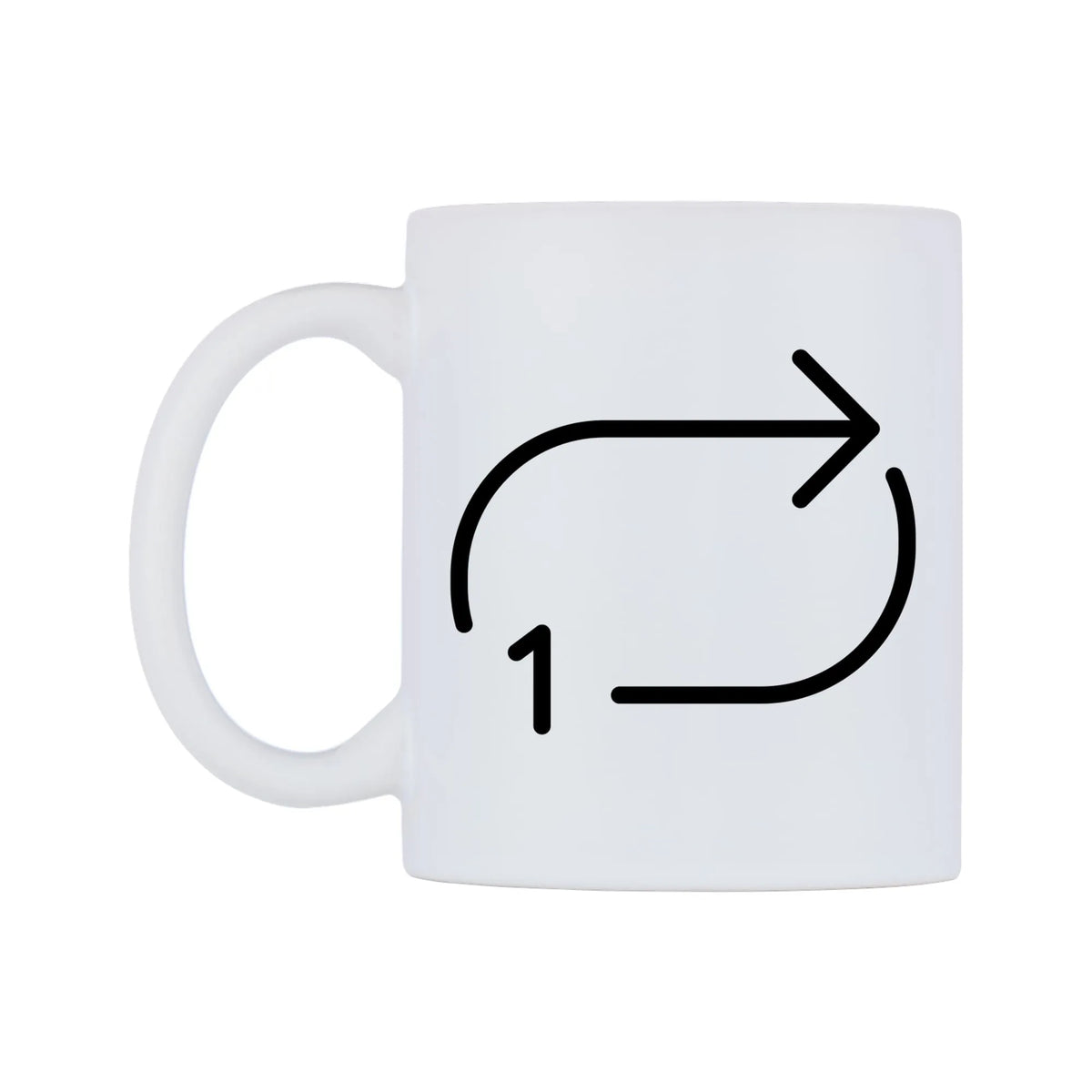 Repeat Single Button Emoji Mug — mug, right side, on a white background