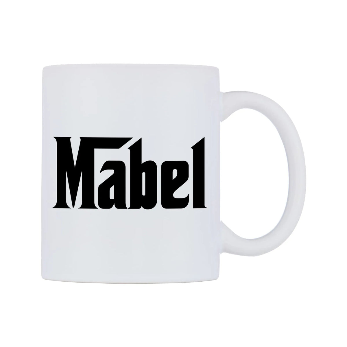 Mabel - Godfather Themed Mug — white 11oz gloss mug, left side, on a white background