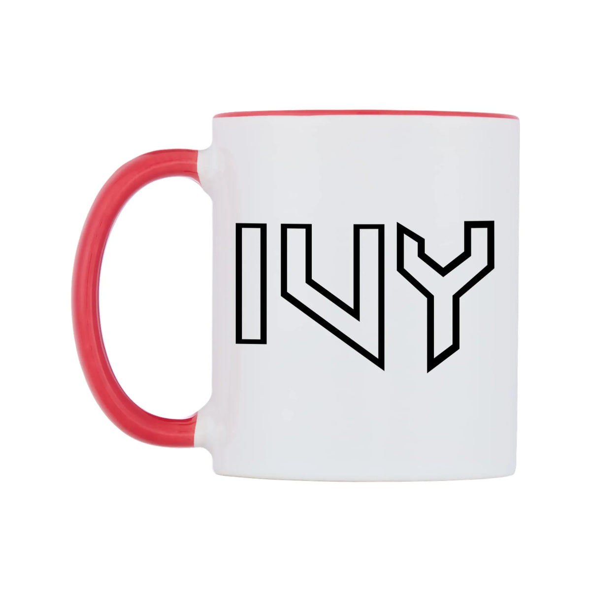 Ivy - Iron Maiden Themed Mug — white 11oz gloss mug with a red inside and handle, right side, on a white background