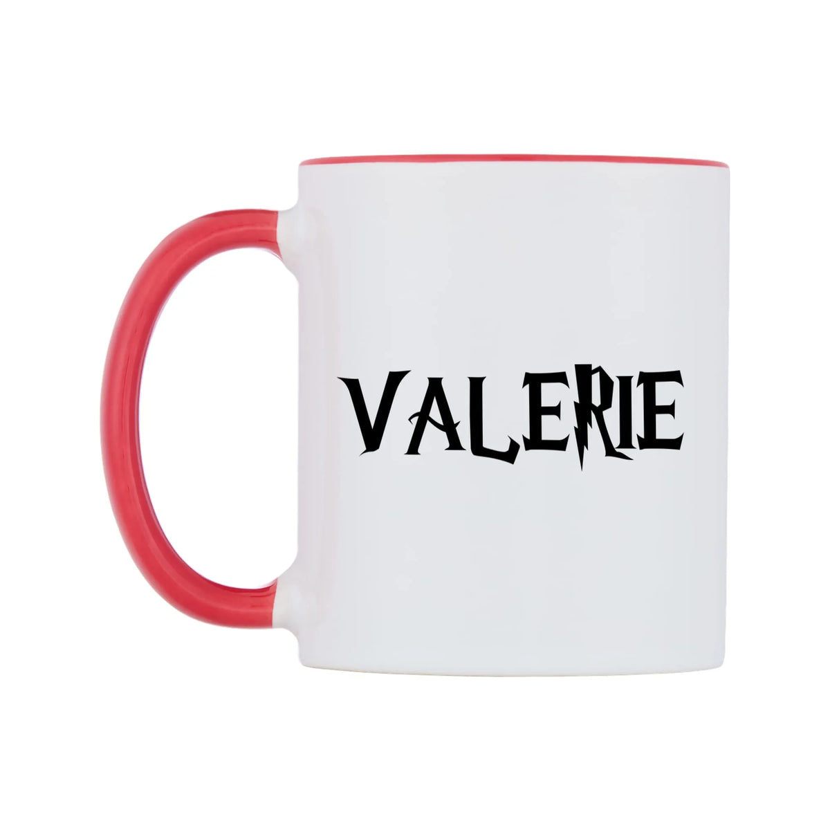 Valerie - Wizard Themed Mug — white 11oz gloss mug with a red inside and handle, right side, on a white background