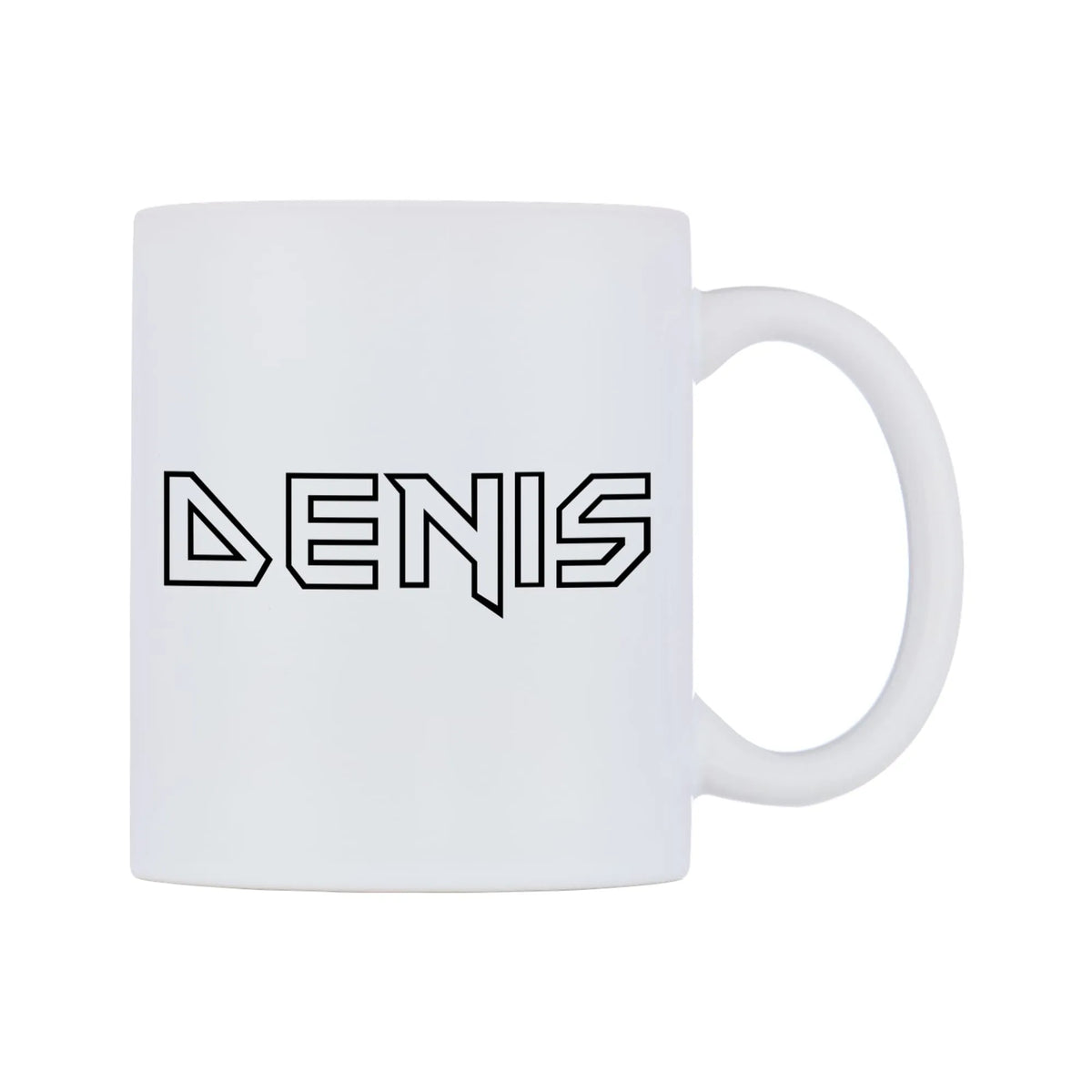 Denis - Iron Maiden Themed Mug — white 11oz gloss mug, left side, on a white background
