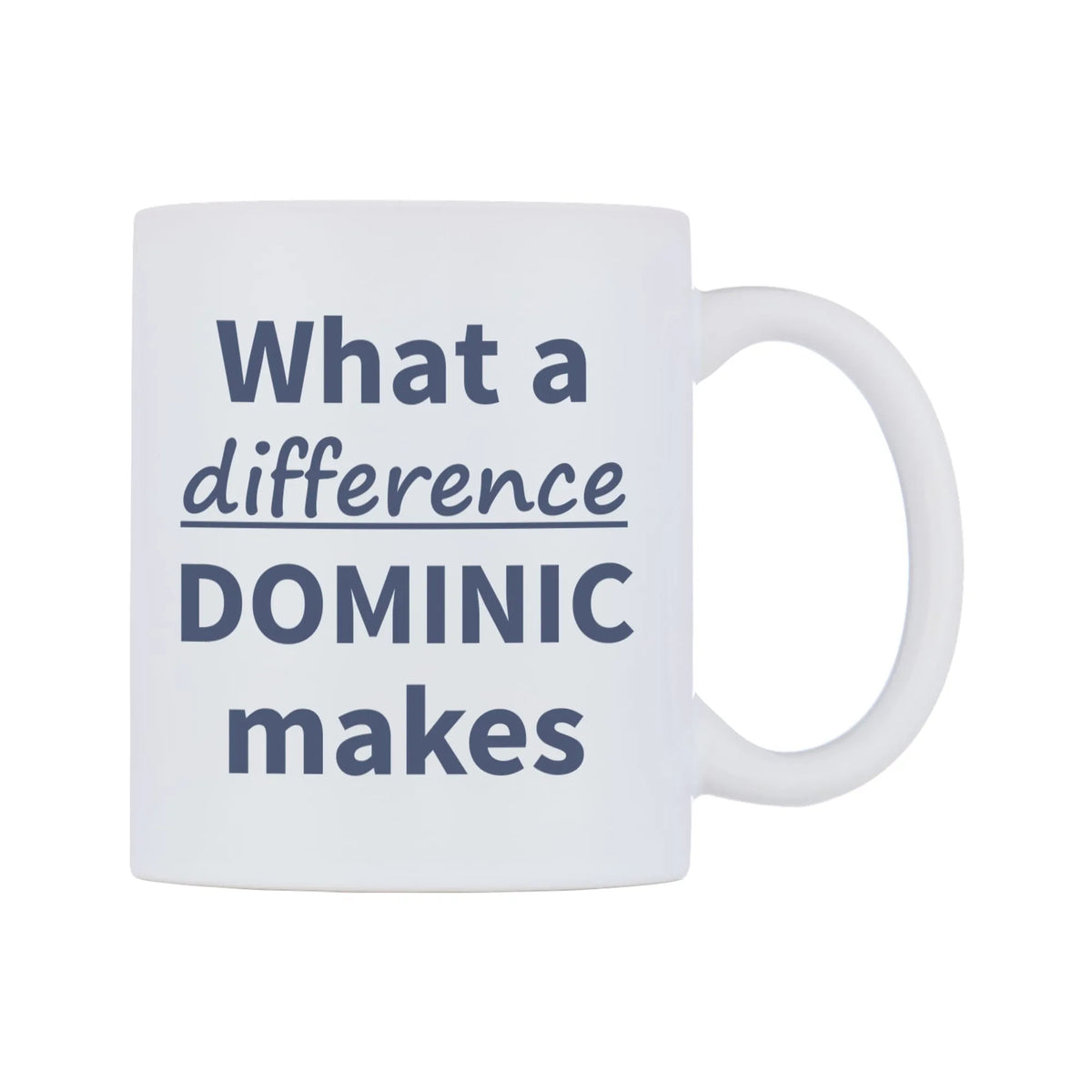 What a difference DOMINIC makes Mug — mug, left side, on a white background
