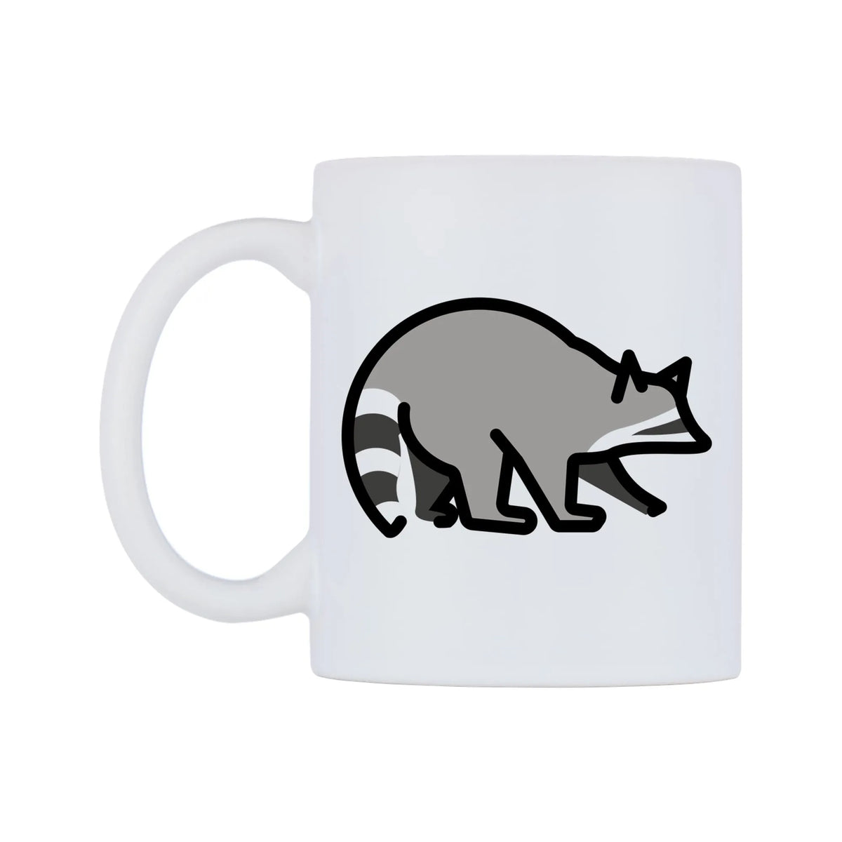 Raccoon Emoji Mug — mug, right side, on a white background