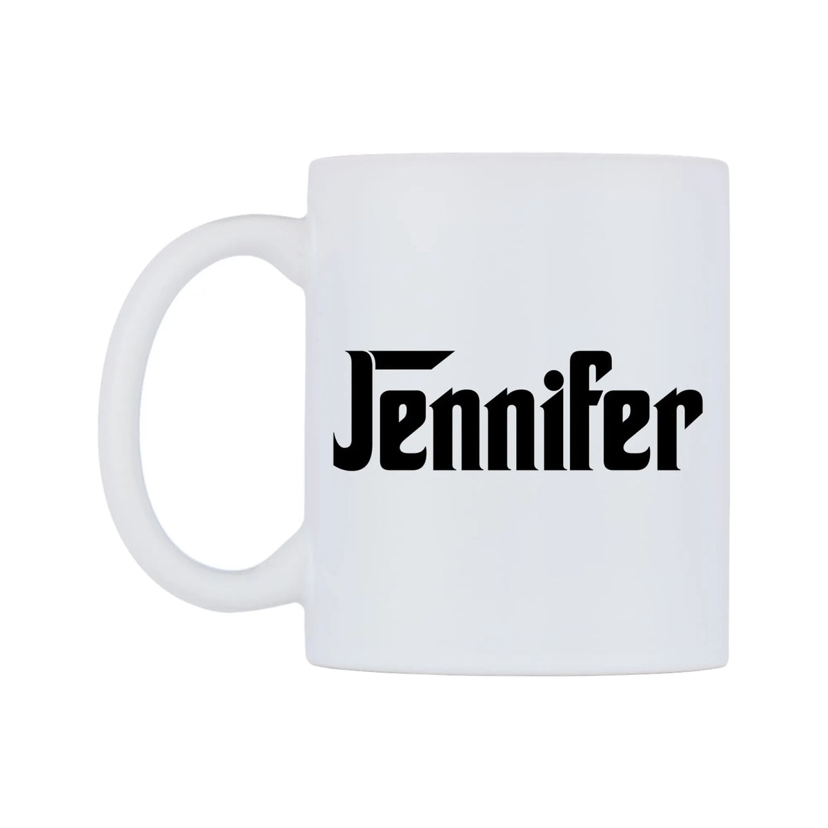 Jennifer - Godfather Themed Mug — mug, right side, on a white background