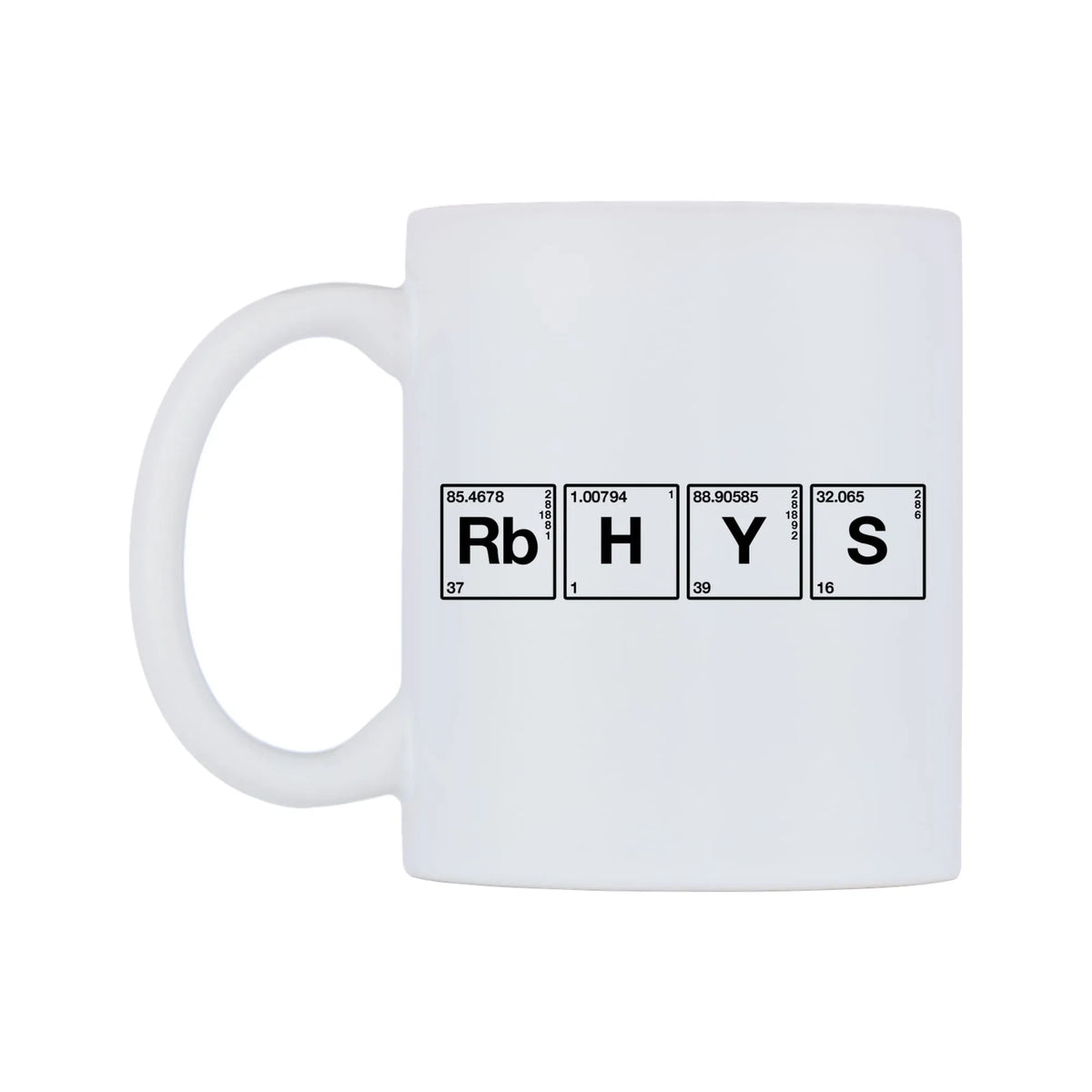 Rhys - Chemistry Themed Mug — mug, right side, on a white background