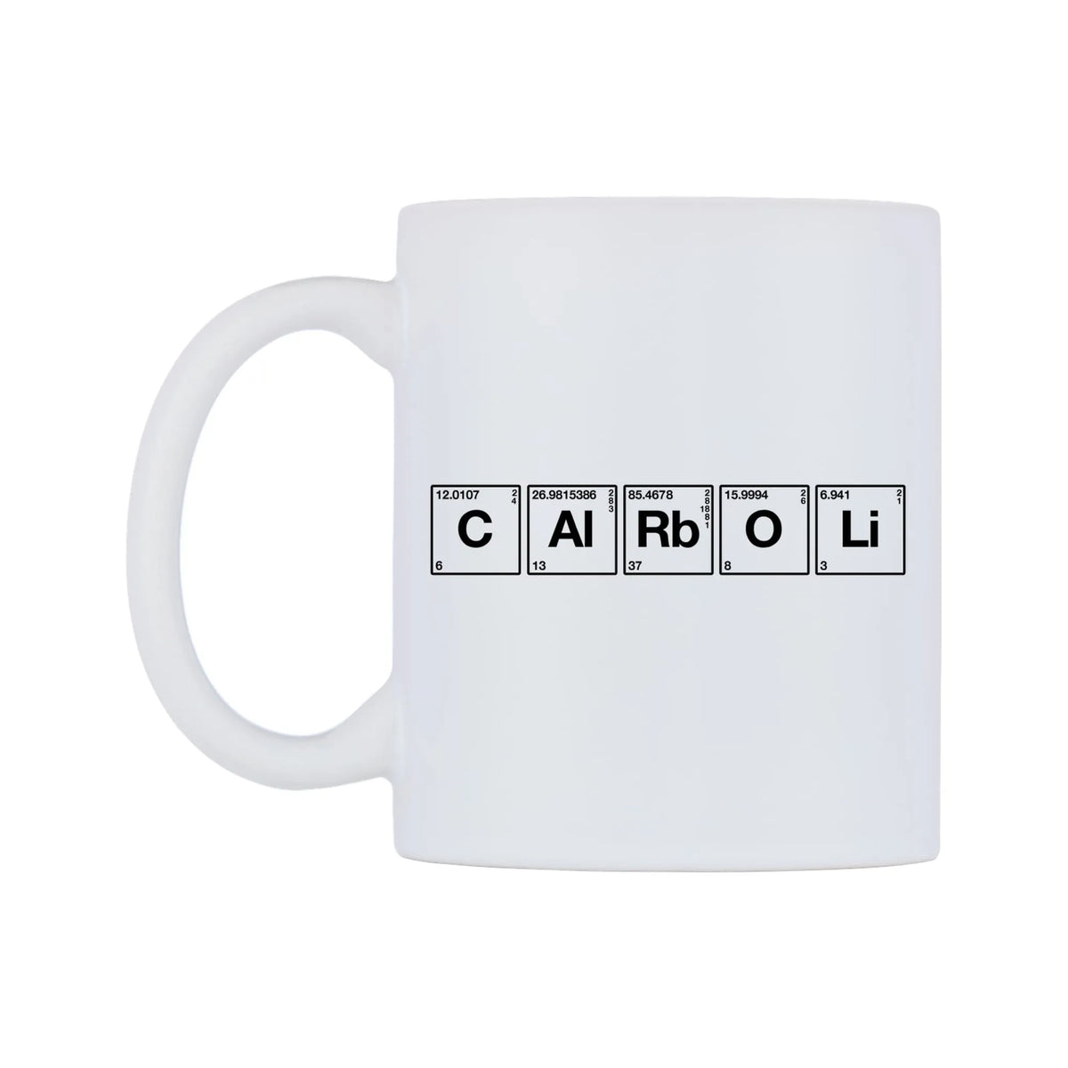 Carol - Chemistry Themed Mug — mug, right side, on a white background