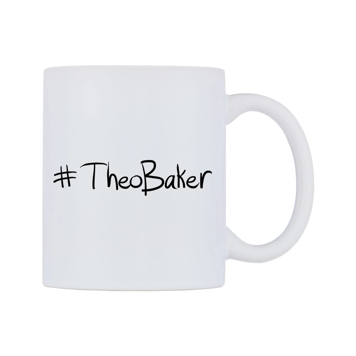 TheoBaker Mug — mug, left side, on a white background