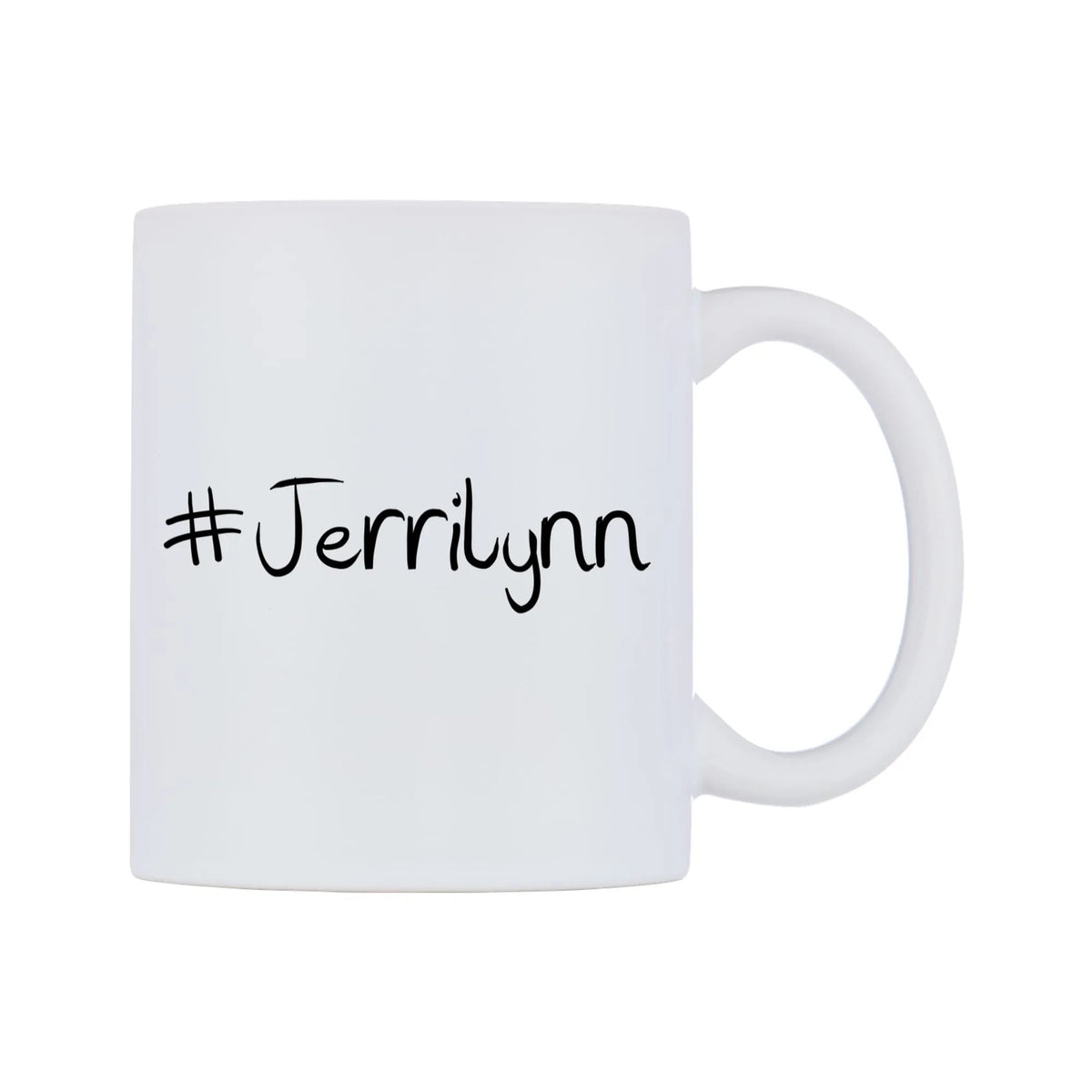 Jerrilynn Mug — mug, left side, on a white background