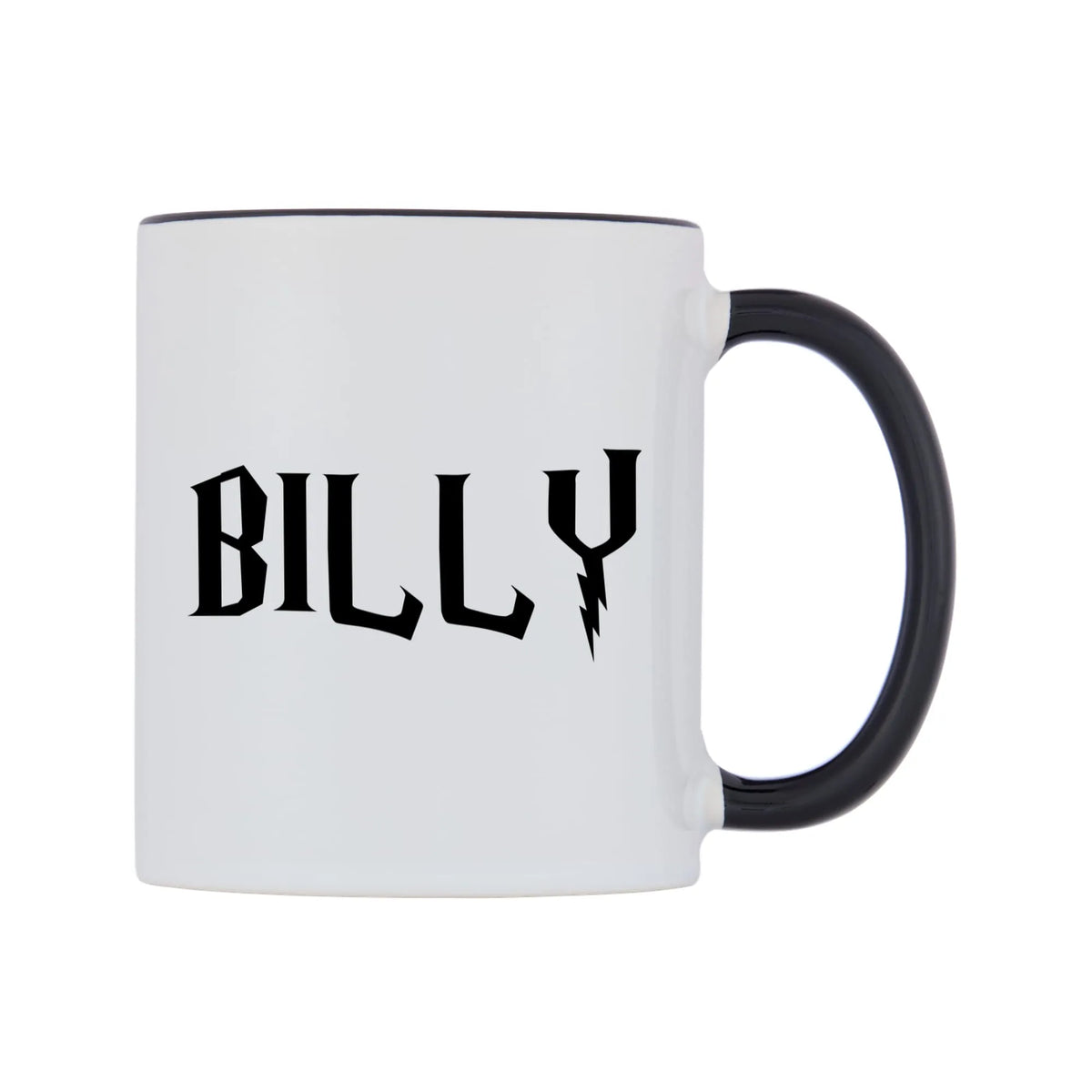 Billy - Wizard Themed Mug — white 11oz gloss mug with a black inside and handle, left side, on a white background