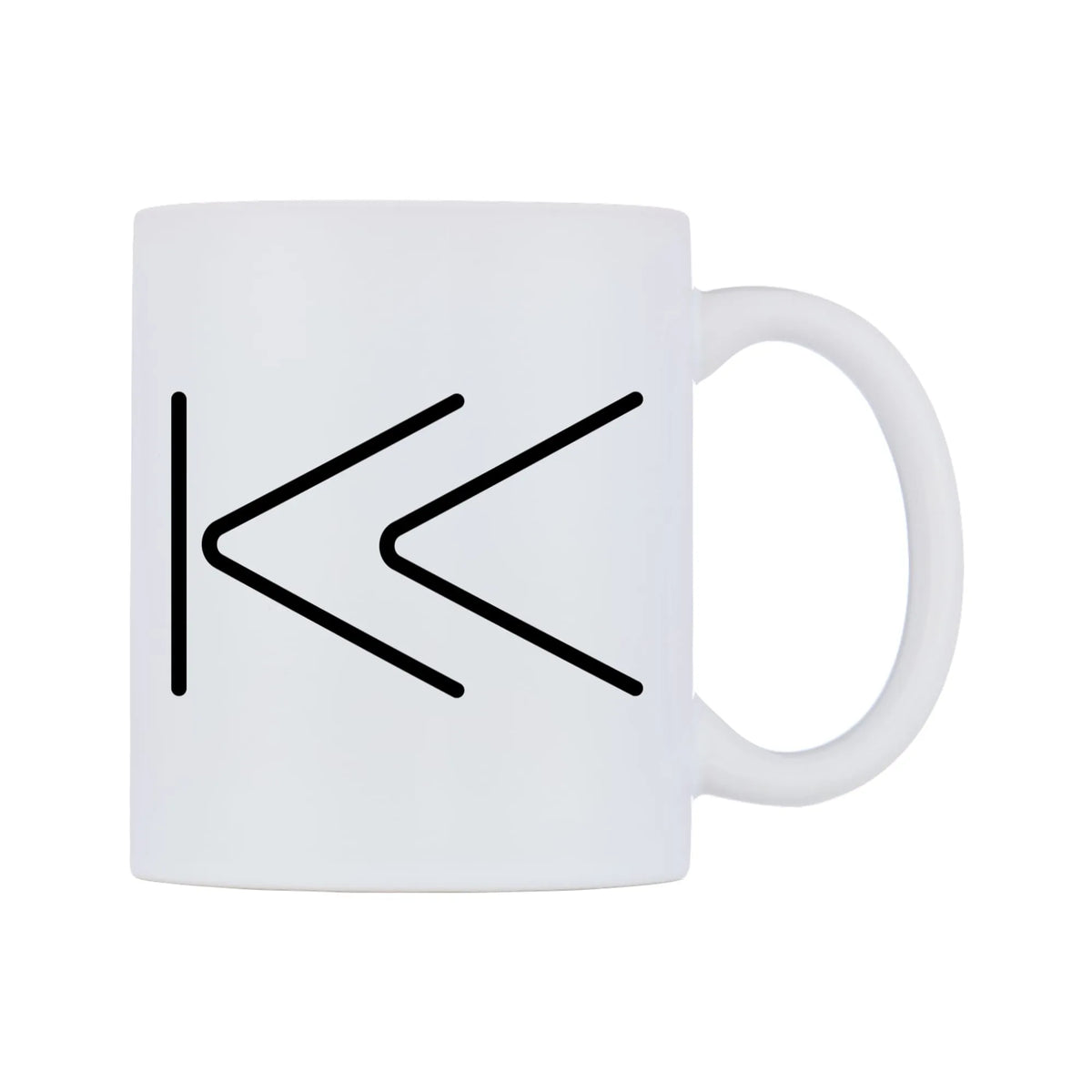 Last Track Button Emoji Mug — mug, left side, on a white background