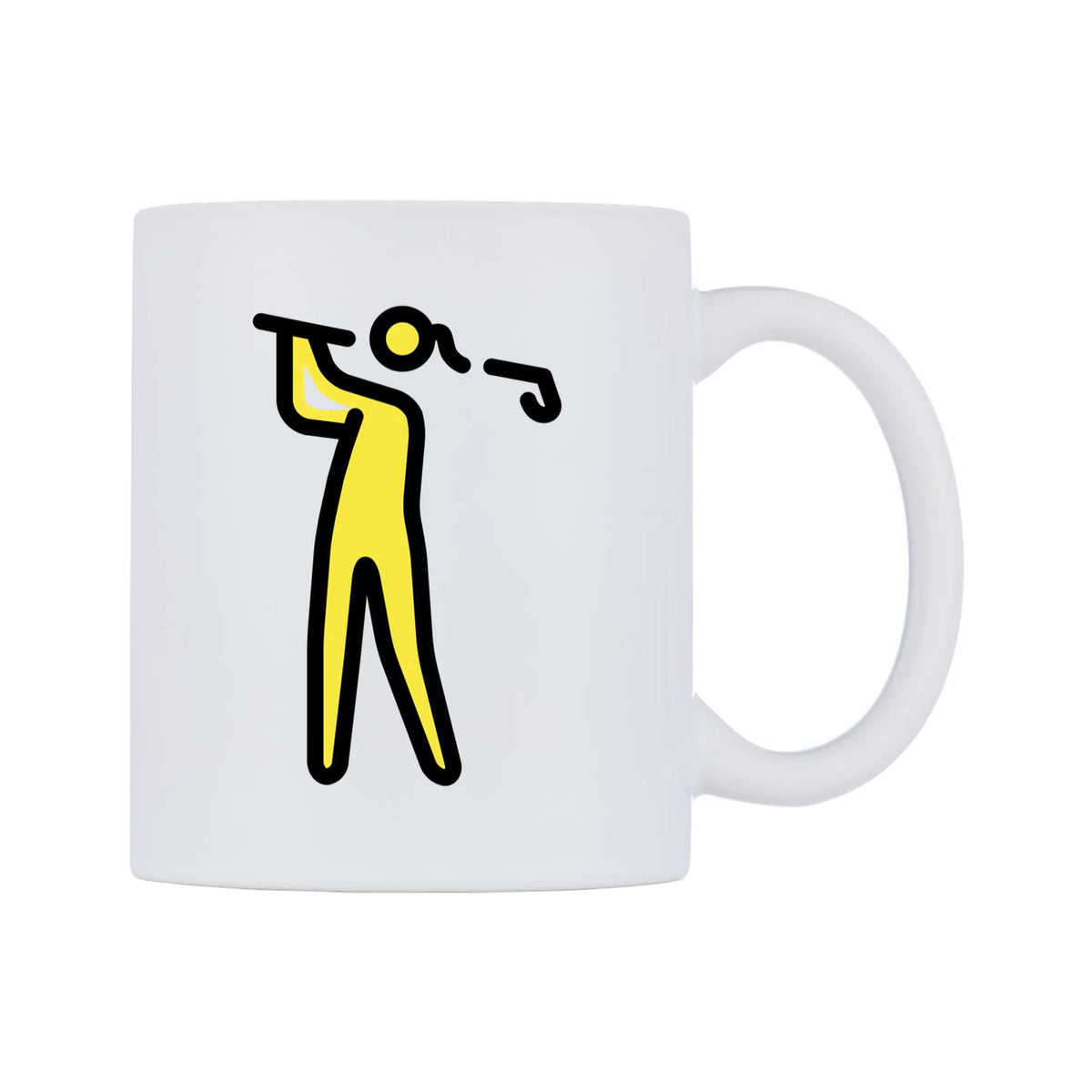Female Golfing Emoji Mug — mug, left side, on a white background