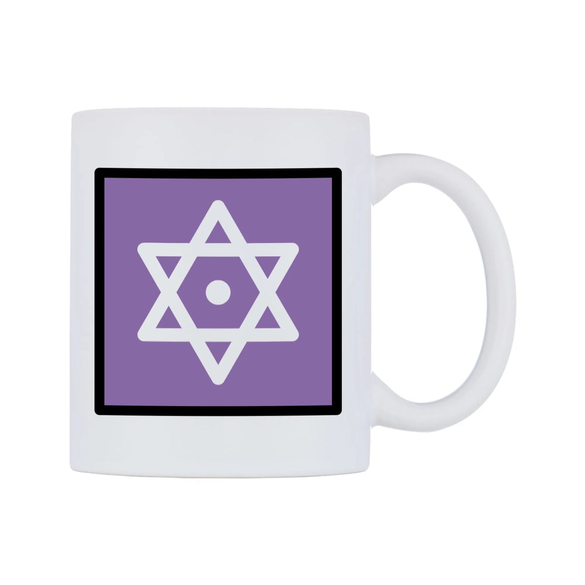 Dotted Six-Pointed Star Emoji Mug — mug, left side, on a white background