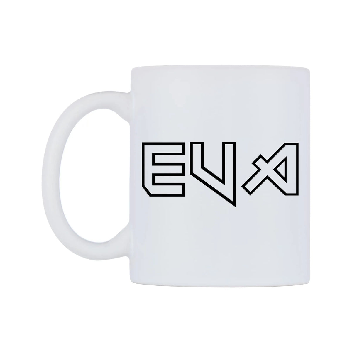 Eva - Iron Maiden Themed Mug — white 11oz gloss mug, right side, on a white background