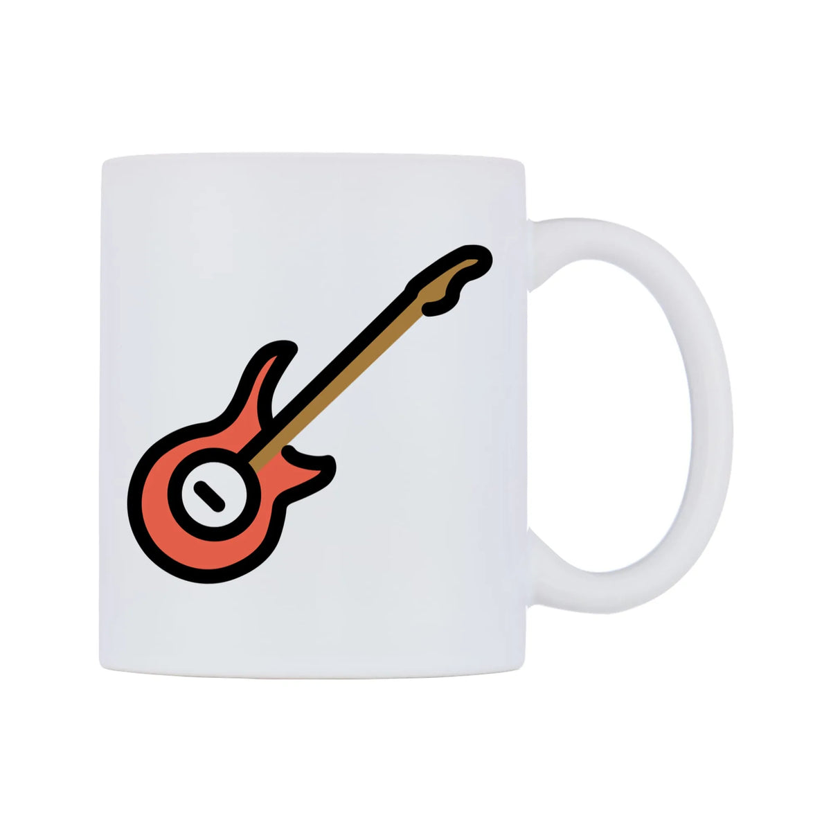 Guitar Emoji Mug — mug, left side, on a white background