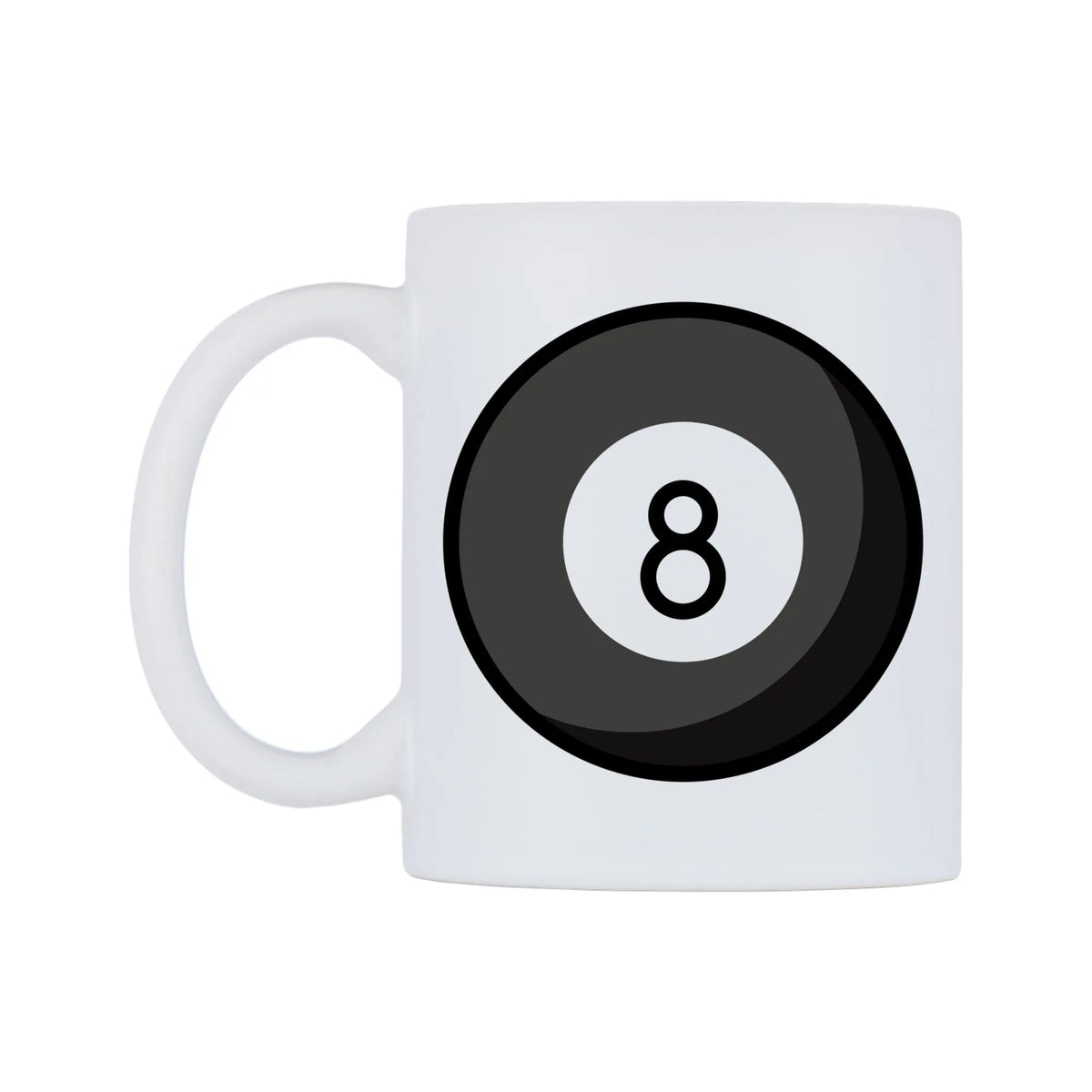 Pool 8 Ball Emoji Mug — mug, right side, on a white background