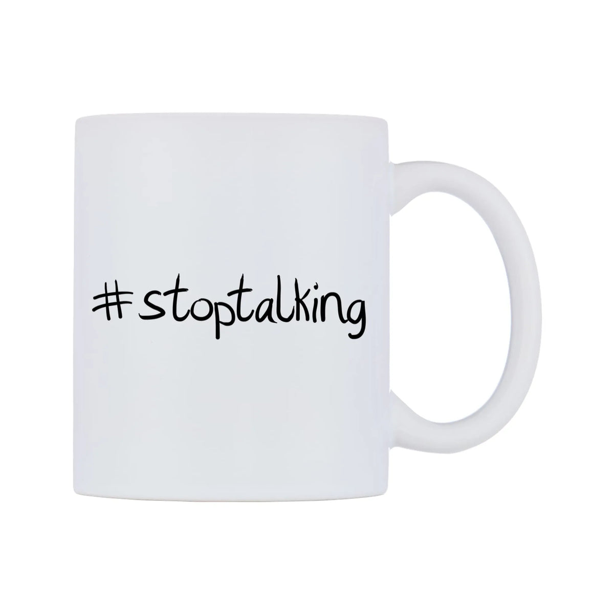 stoptalking Mug — mug, left side, on a white background