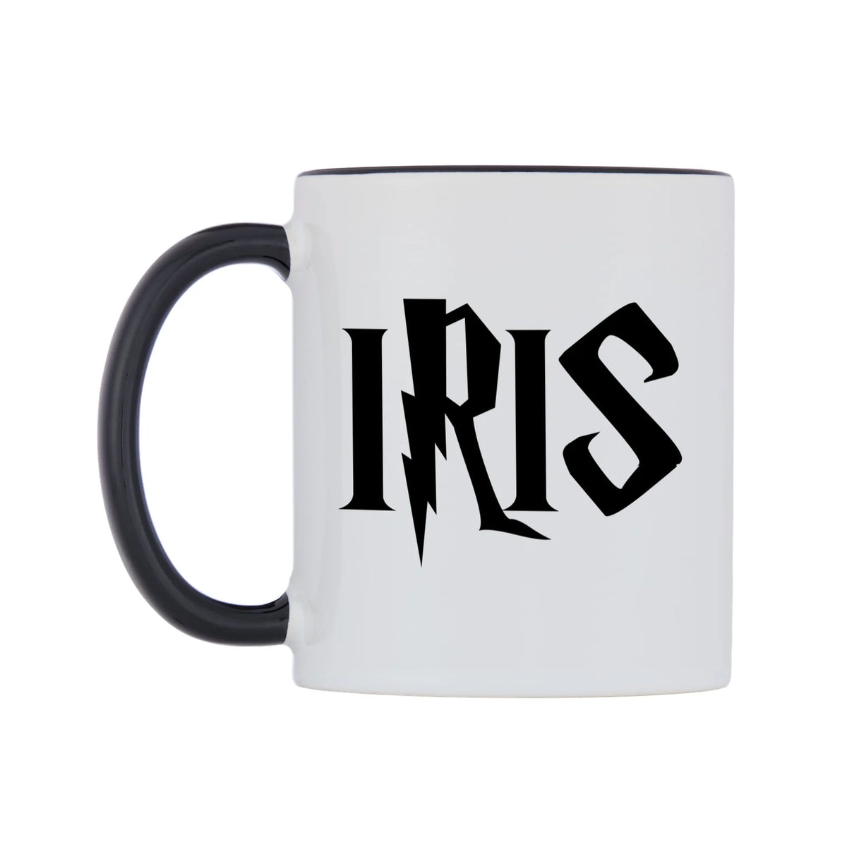 Iris - Wizard Themed Mug — white 11oz gloss mug with a black inside and handle, right side, on a white background