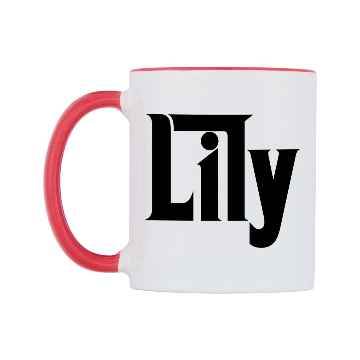 Lily - Godfather Themed Mug — white 11oz gloss mug with a red inside and handle, right side, on a white background