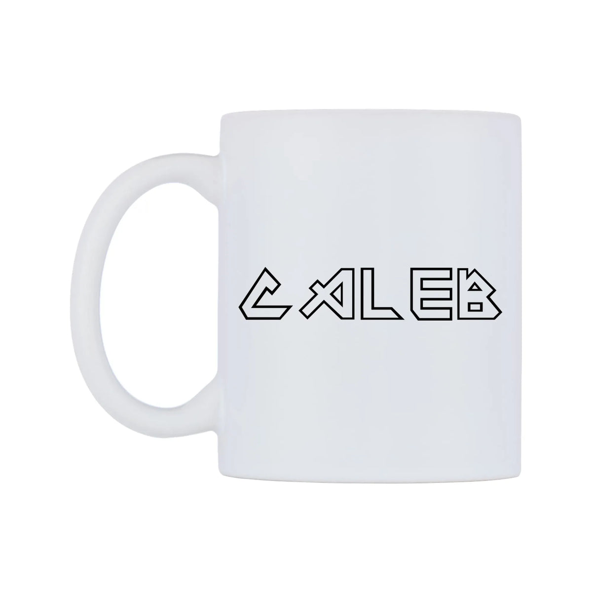 Caleb - Iron Maiden Themed Mug — white 11oz gloss mug, right side, on a white background