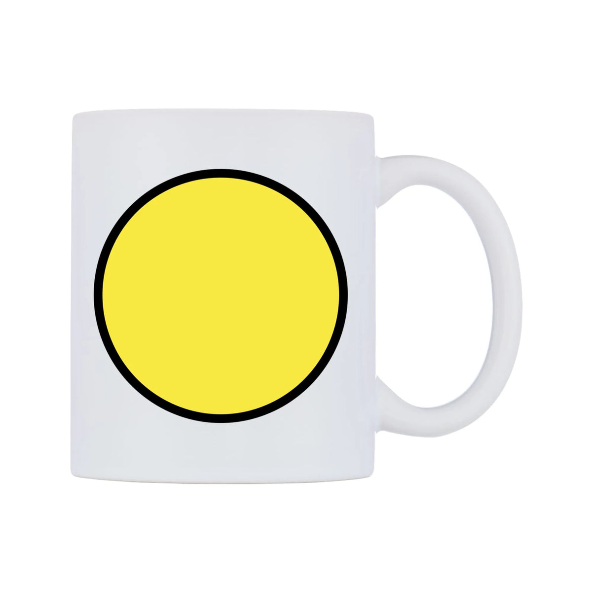Yellow Circle Emoji Mug — mug, left side, on a white background