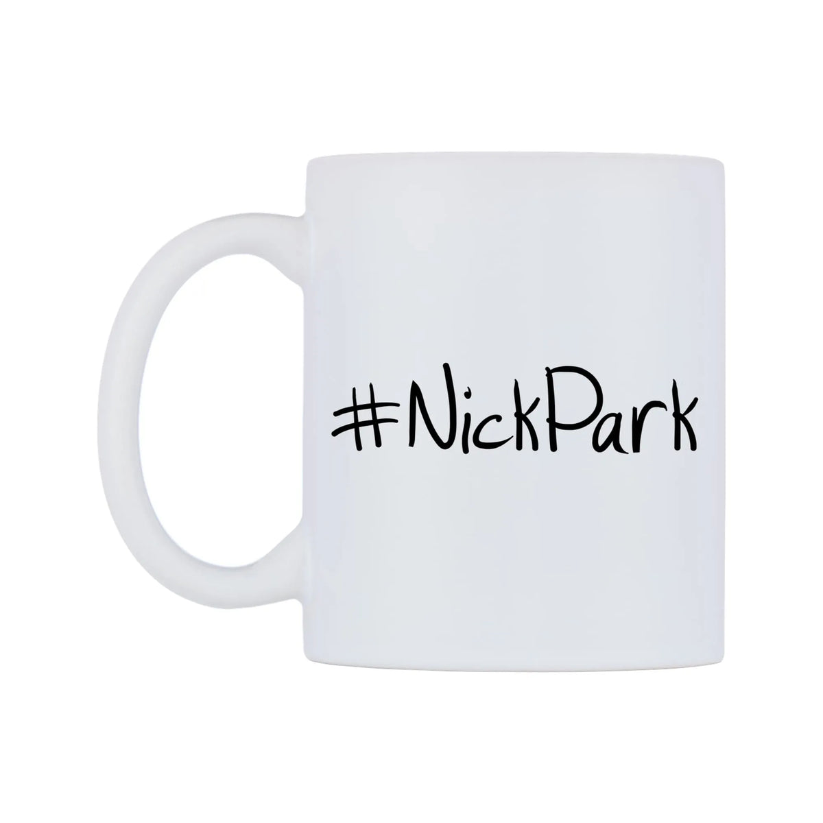 NickPark Mug — mug, right side, on a white background
