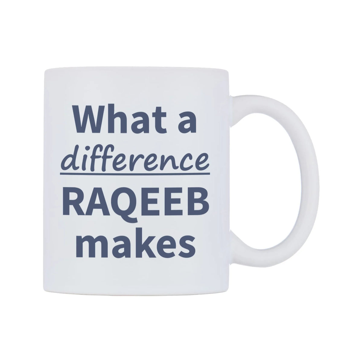 What a difference RAQEEB makes Mug — mug, left side, on a white background