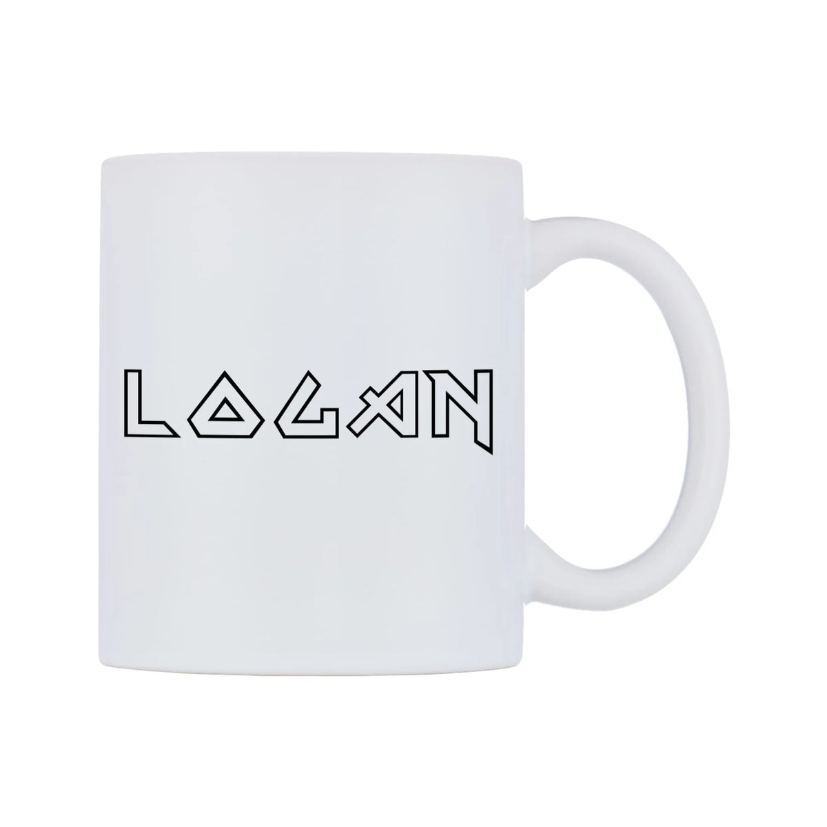 Logan - Iron Maiden Themed Mug — white 11oz gloss mug, left side, on a white background
