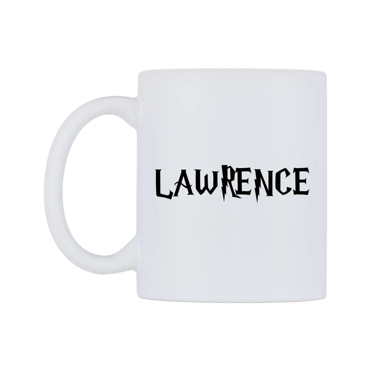 Lawrence - Wizard Themed Mug — white 11oz gloss mug, right side, on a white background